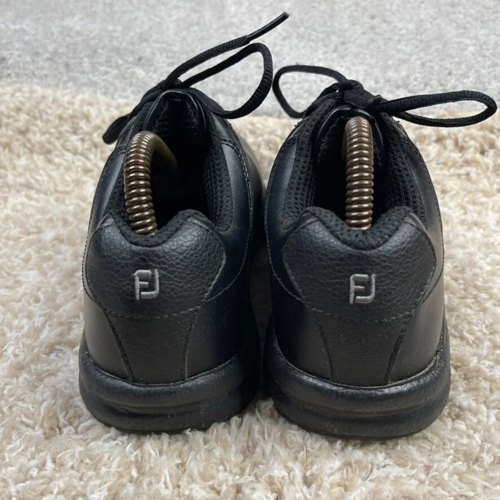 FootJoy Greenjoys Golf Shoes Mens 7.5 M Black‎ Leather Lace Up Oxford Sneakers